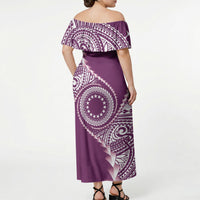 Cook Islands Gospel Day Off Shoulder Maxi Dress Maroon Tribal Curves