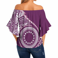 Cook Islands Gospel Day Off Shoulder Wrap Waist Top Maroon Tribal Curves
