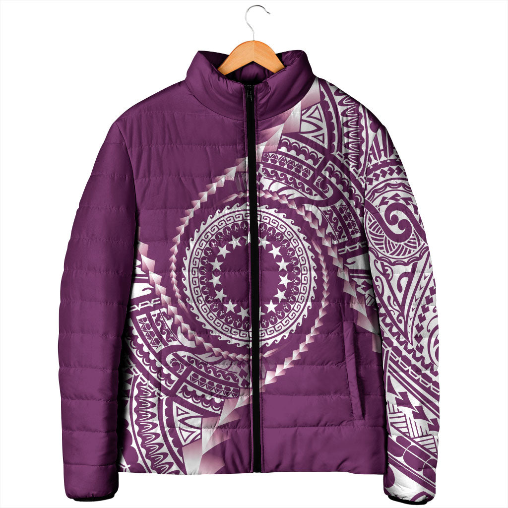 Cook Islands Gospel Day Padded Jacket Maroon Tribal Curves