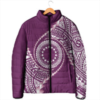 Cook Islands Gospel Day Padded Jacket Maroon Tribal Curves