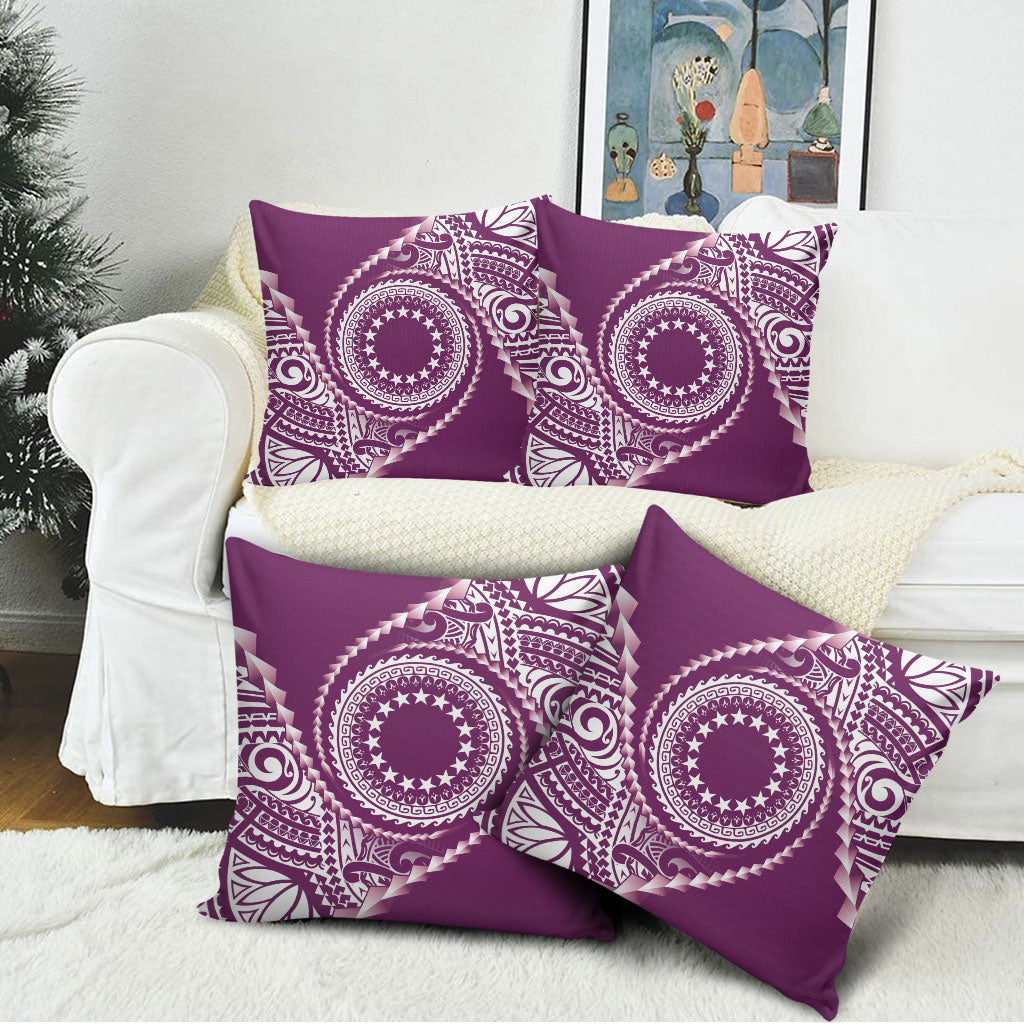 Cook Islands Gospel Day Pillow Cover Maroon Tribal Curves