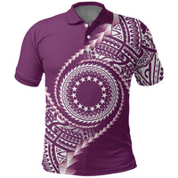 Cook Islands Gospel Day Polo Shirt Maroon Tribal Curves
