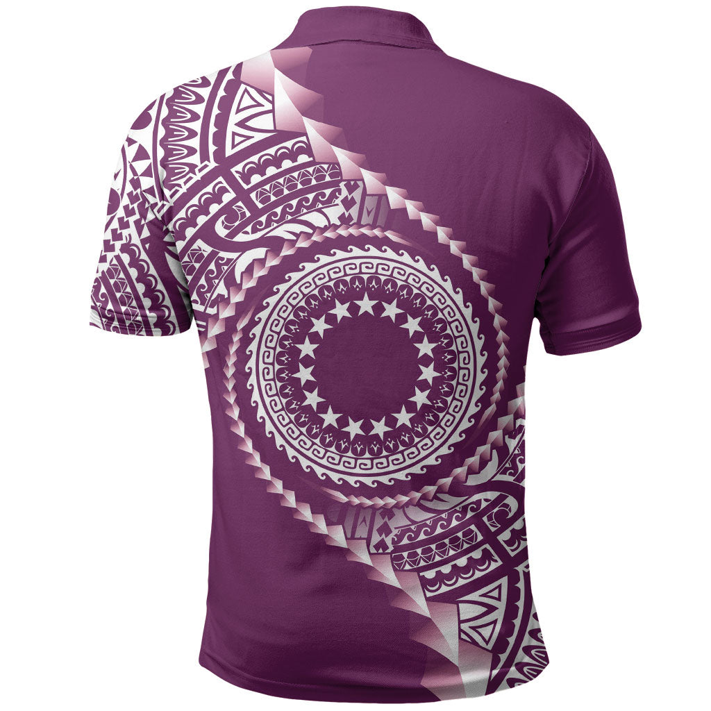 Cook Islands Gospel Day Polo Shirt Maroon Tribal Curves