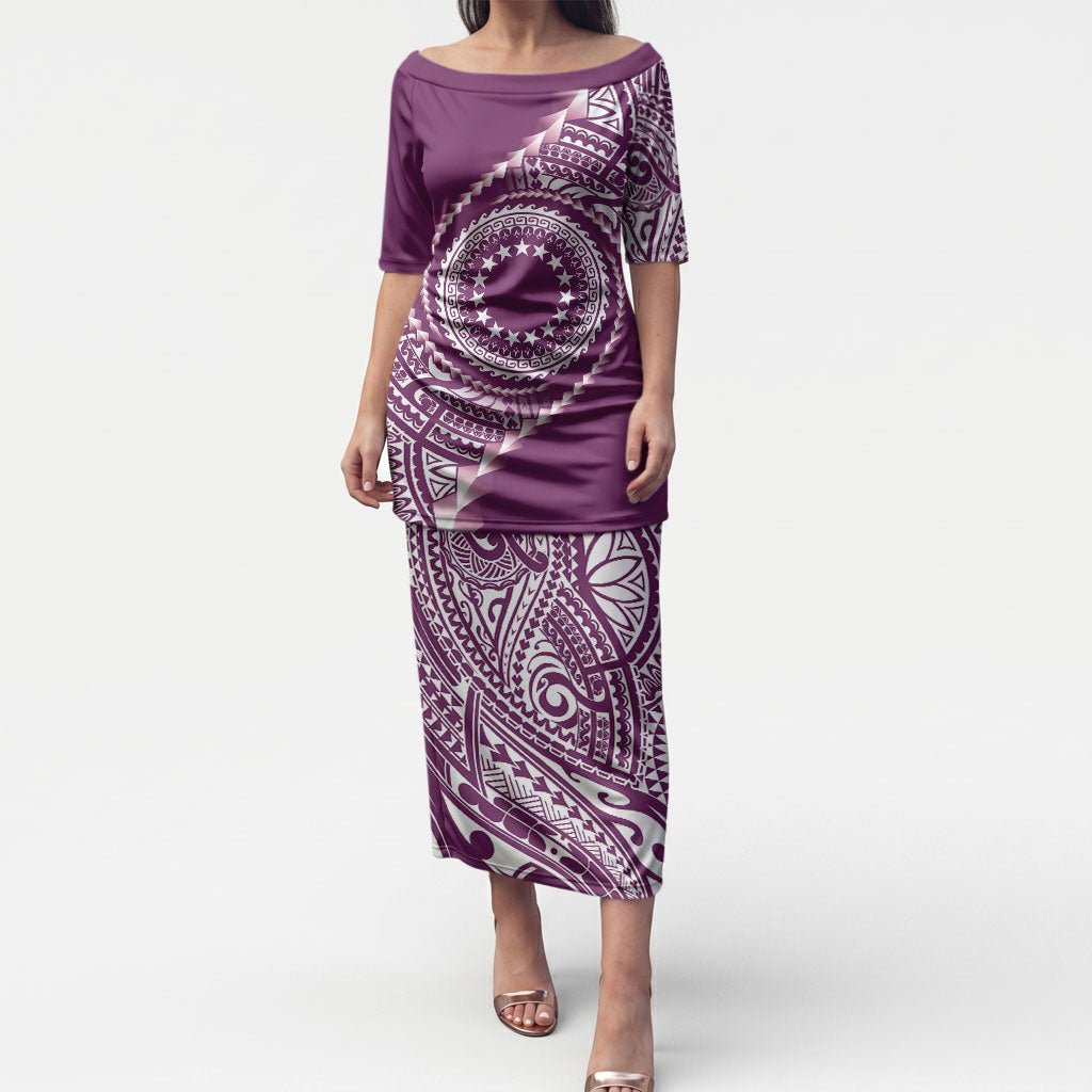Cook Islands Gospel Day Puletasi Maroon Tribal Curves