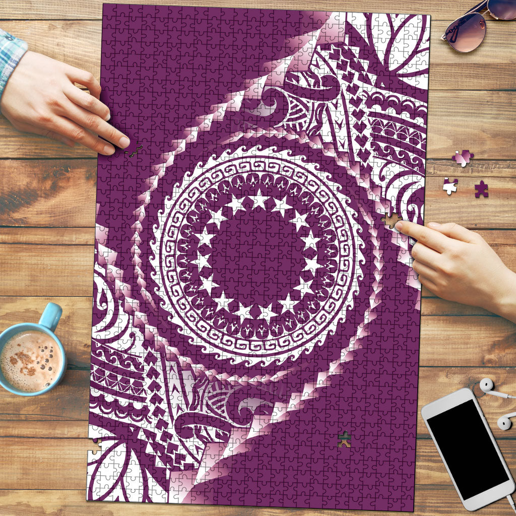 Cook Islands Gospel Day Puzzle Maroon Tribal Curves
