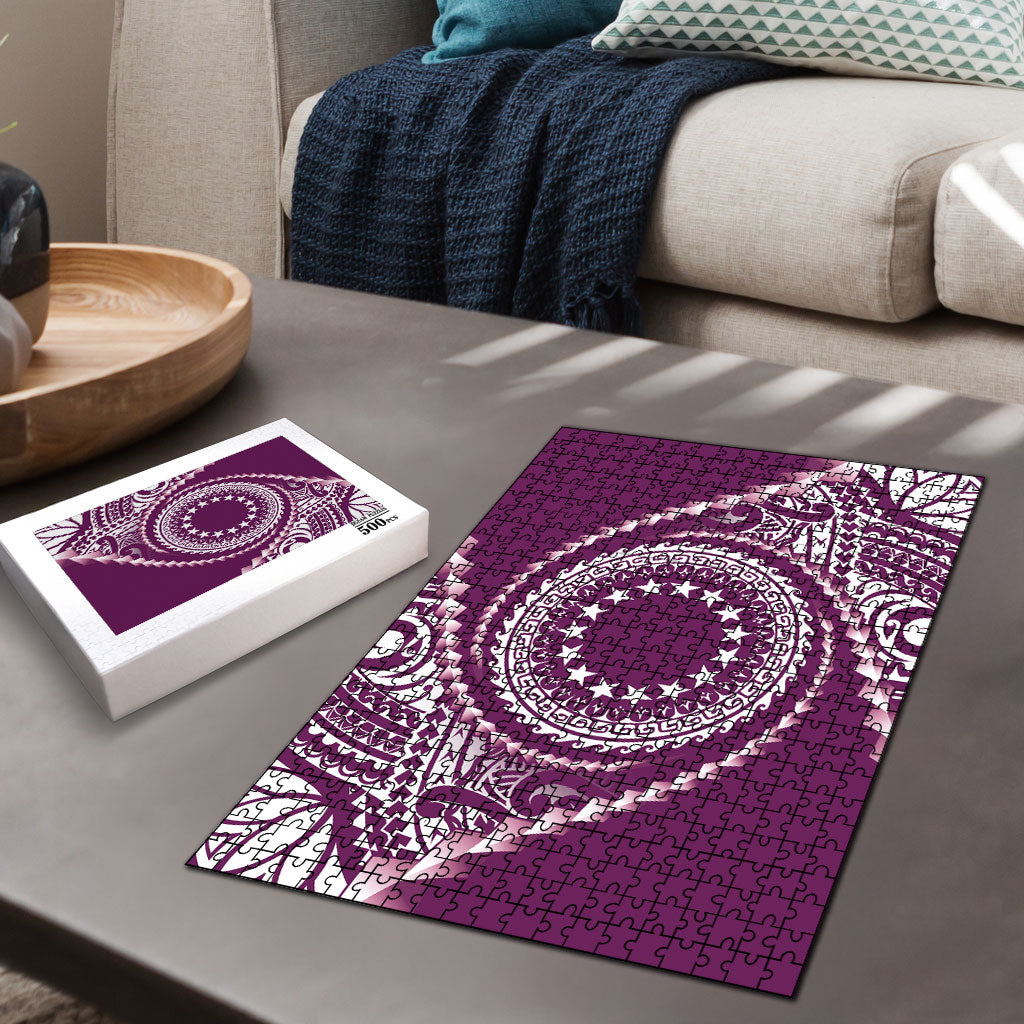 Cook Islands Gospel Day Puzzle Maroon Tribal Curves