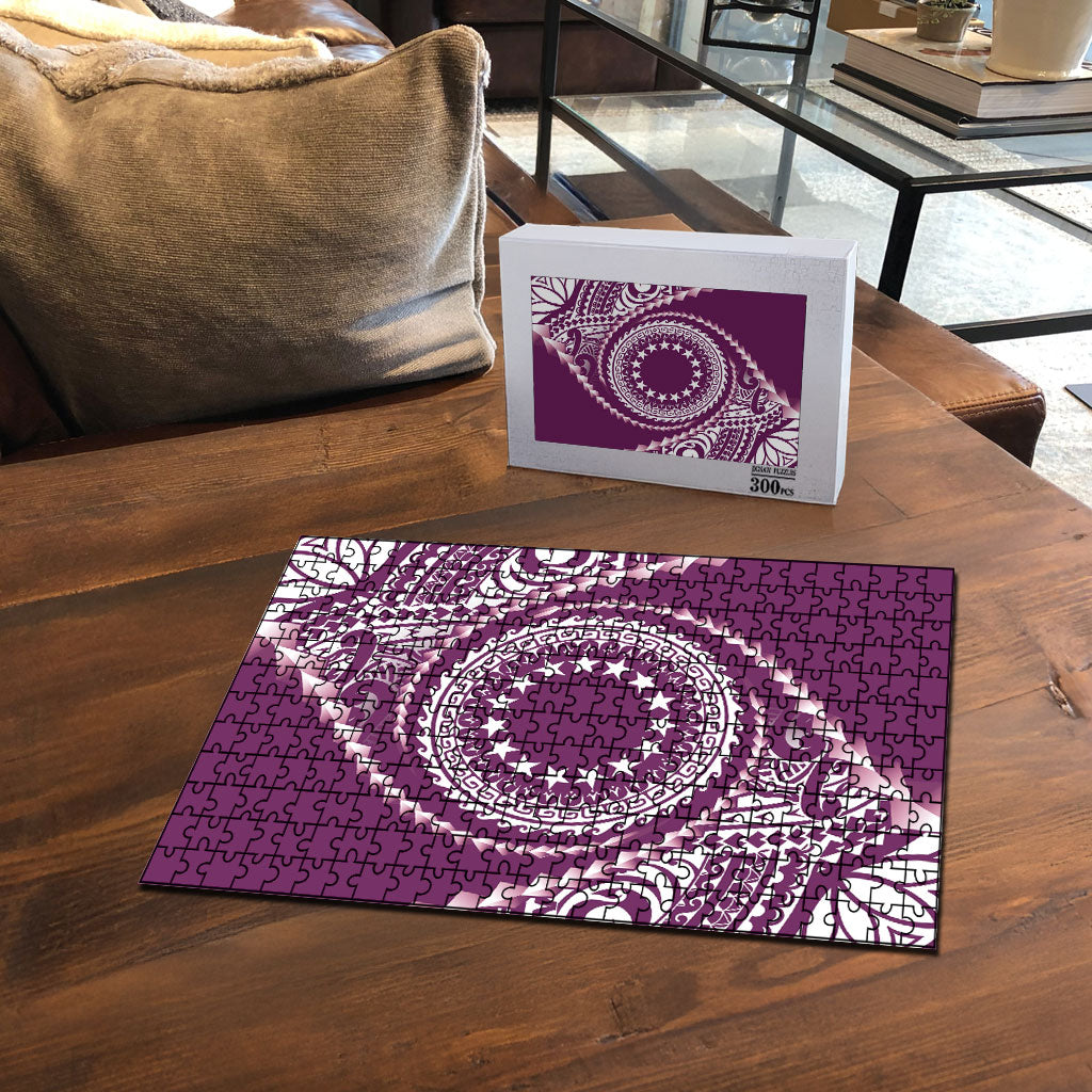 Cook Islands Gospel Day Puzzle Maroon Tribal Curves