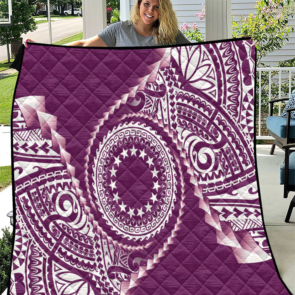Cook Islands Gospel Day Quilt Maroon Tribal Curves