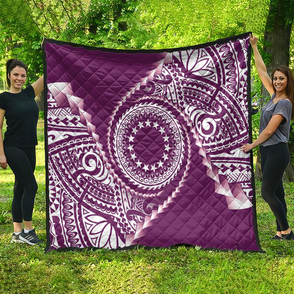 Cook Islands Gospel Day Quilt Maroon Tribal Curves