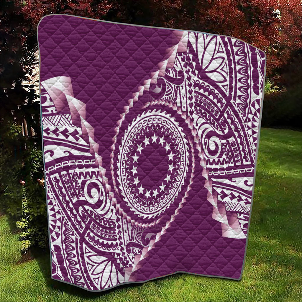 Cook Islands Gospel Day Quilt Maroon Tribal Curves