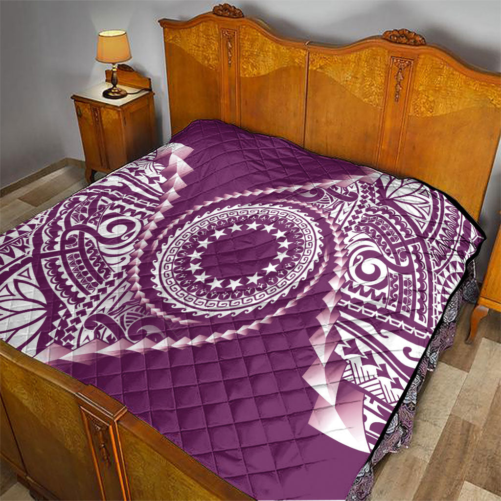 Cook Islands Gospel Day Quilt Maroon Tribal Curves