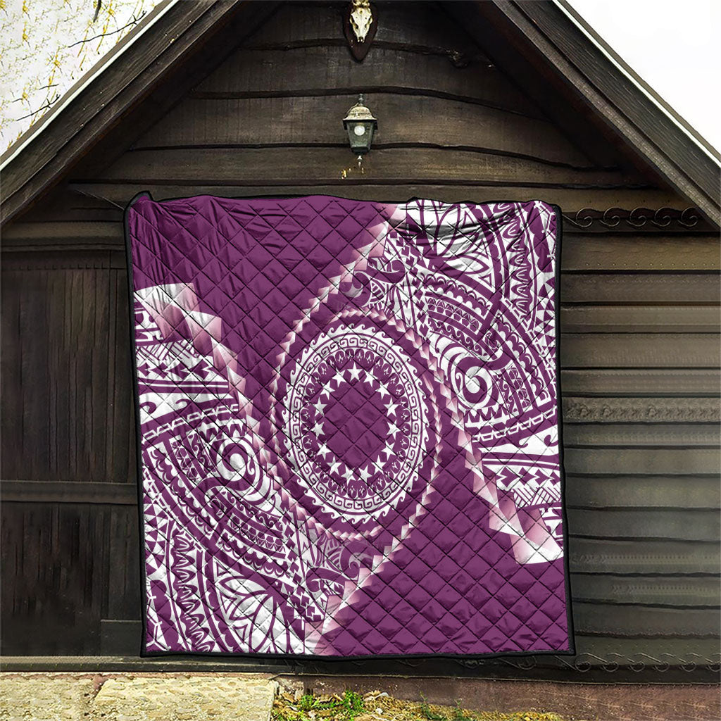 Cook Islands Gospel Day Quilt Maroon Tribal Curves