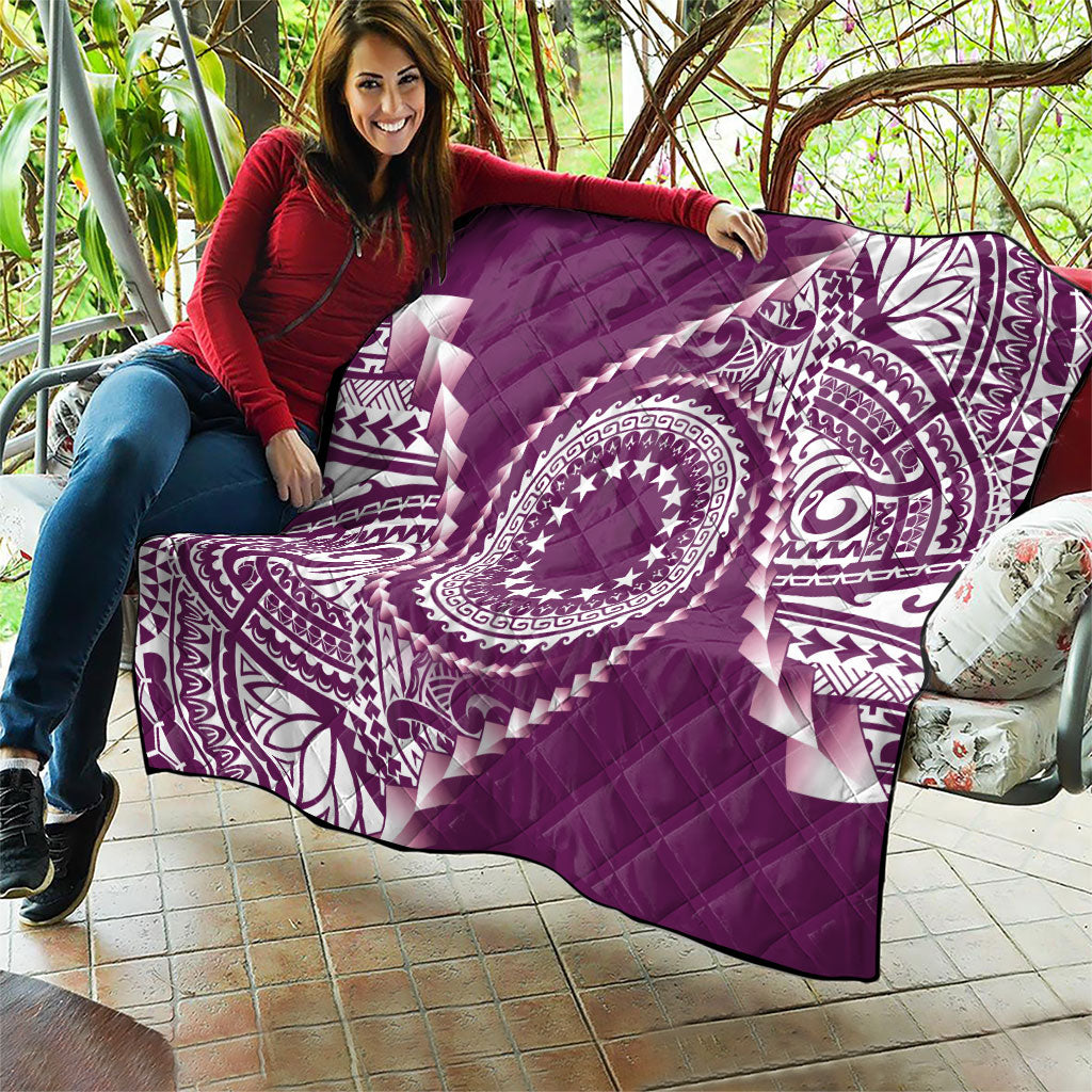 Cook Islands Gospel Day Quilt Maroon Tribal Curves
