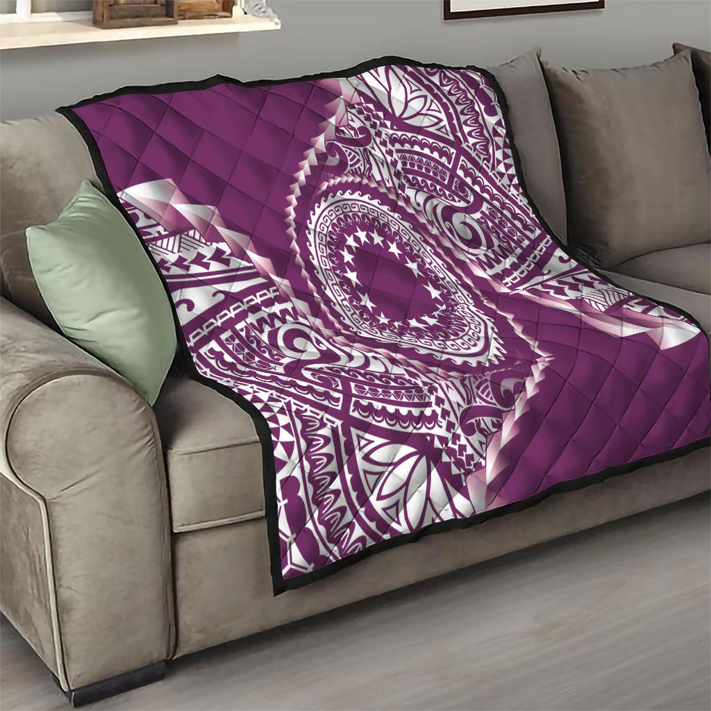 Cook Islands Gospel Day Quilt Maroon Tribal Curves