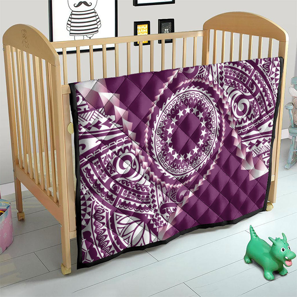 Cook Islands Gospel Day Quilt Maroon Tribal Curves