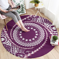 Cook Islands Gospel Day Round Carpet Maroon Tribal Curves