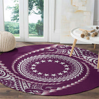Cook Islands Gospel Day Round Carpet Maroon Tribal Curves