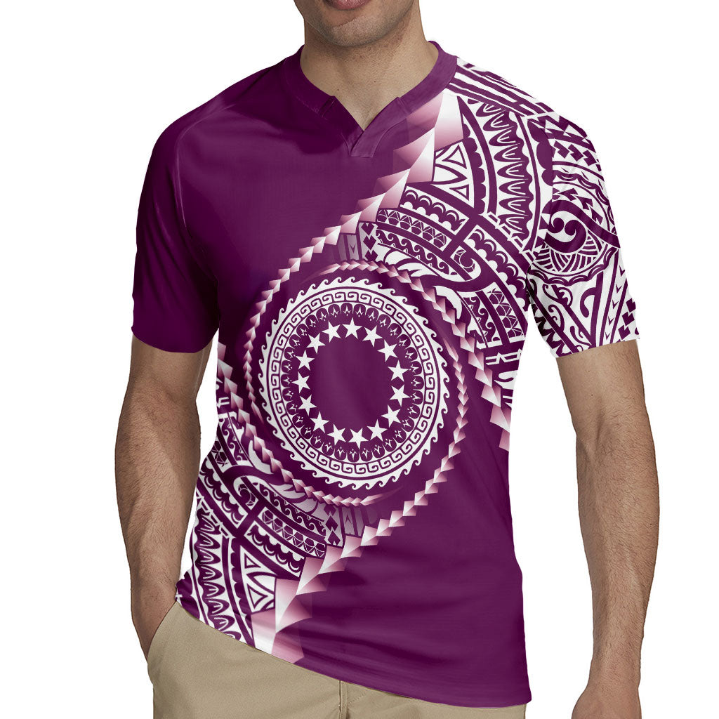 Cook Islands Gospel Day Rugby Jersey Maroon Tribal Curves
