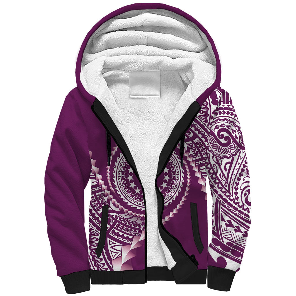 Cook Islands Gospel Day Sherpa Hoodie Maroon Tribal Curves