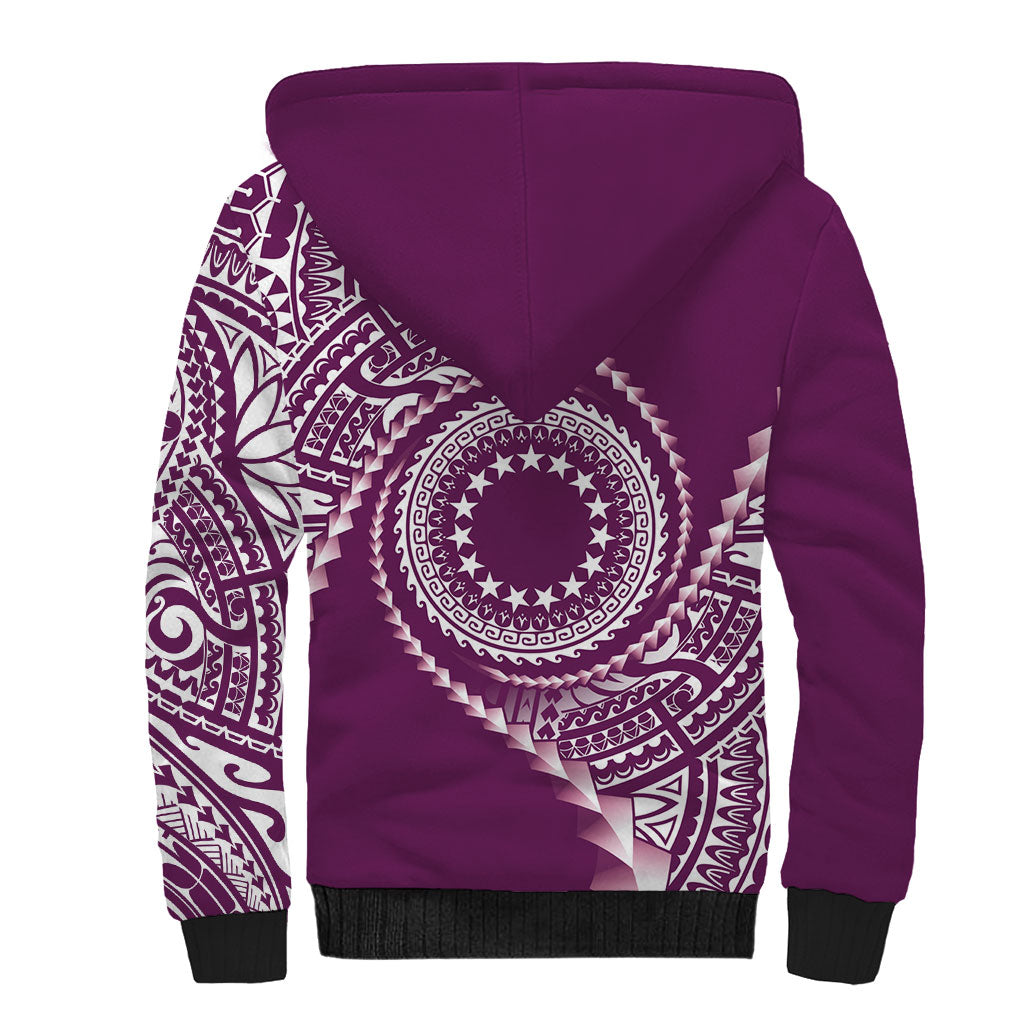 Cook Islands Gospel Day Sherpa Hoodie Maroon Tribal Curves