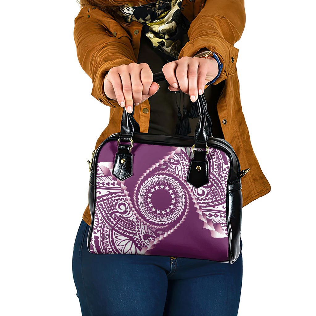 Cook Islands Gospel Day Shoulder Handbag Maroon Tribal Curves