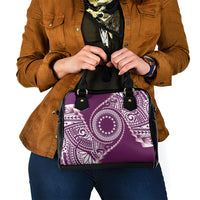 Cook Islands Gospel Day Shoulder Handbag Maroon Tribal Curves