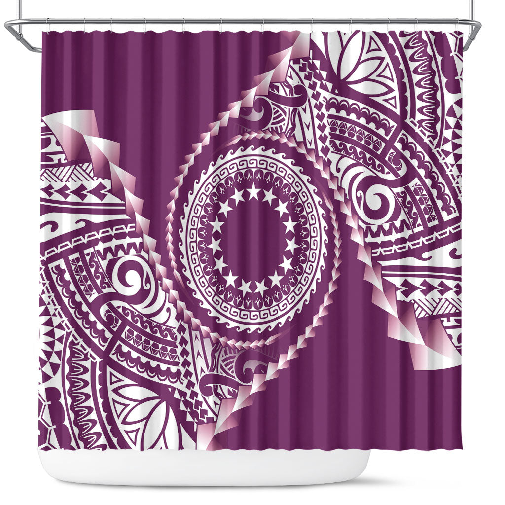 Cook Islands Gospel Day Shower Curtain Maroon Tribal Curves