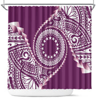 Cook Islands Gospel Day Shower Curtain Maroon Tribal Curves