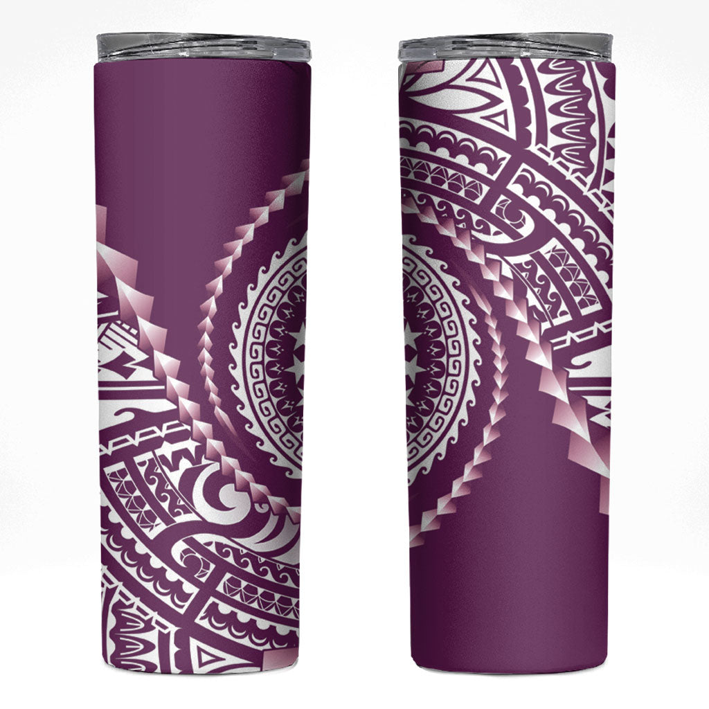 Cook Islands Gospel Day Skinny Tumbler Maroon Tribal Curves