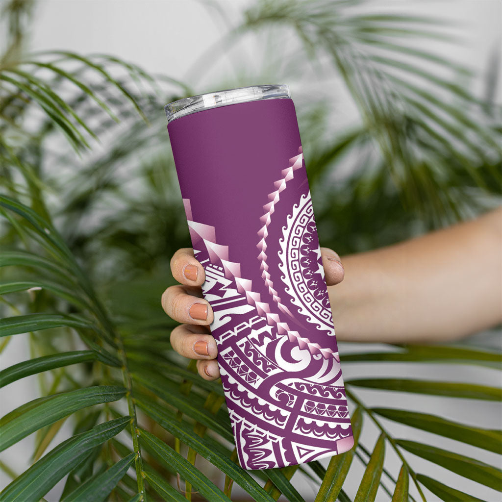 Cook Islands Gospel Day Skinny Tumbler Maroon Tribal Curves