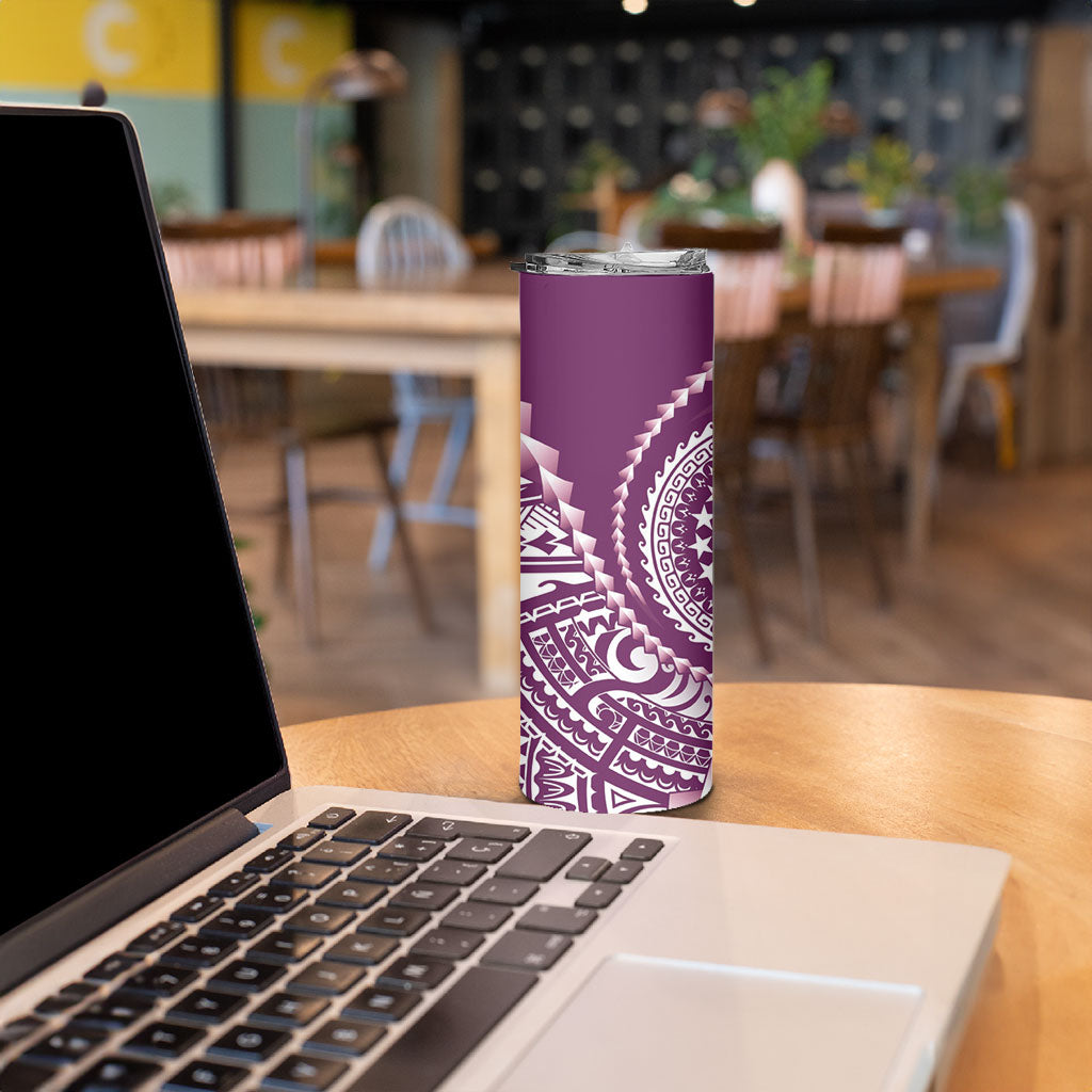Cook Islands Gospel Day Skinny Tumbler Maroon Tribal Curves