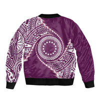Cook Islands Gospel Day Sleeve Zip Bomber Jacket Maroon Tribal Curves