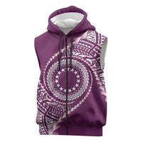 Cook Islands Gospel Day Sleeveless Zip Hoodie Maroon Tribal Curves