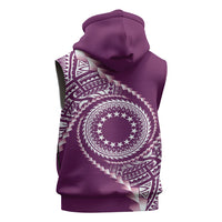 Cook Islands Gospel Day Sleeveless Zip Hoodie Maroon Tribal Curves