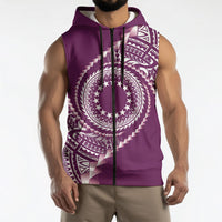 Cook Islands Gospel Day Sleeveless Zip Hoodie Maroon Tribal Curves