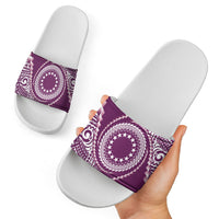 Cook Islands Gospel Day Slide Sandals Maroon Tribal Curves