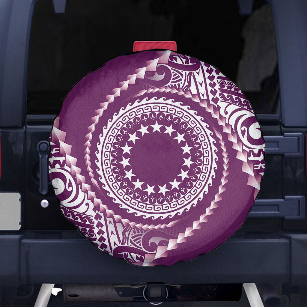 Cook Islands Gospel Day Spare Tire Cover Maroon Tribal Curves