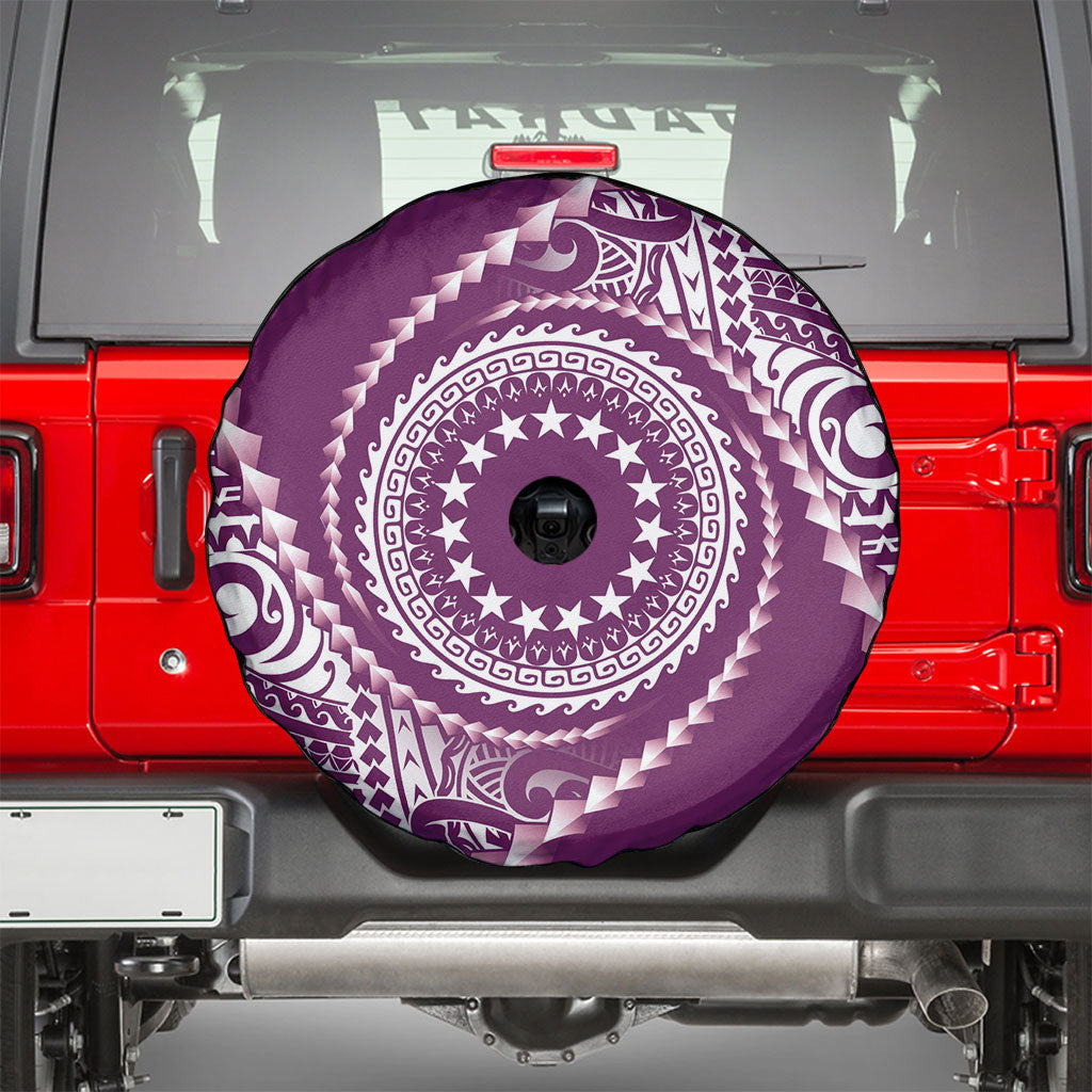 Cook Islands Gospel Day Spare Tire Cover Maroon Tribal Curves