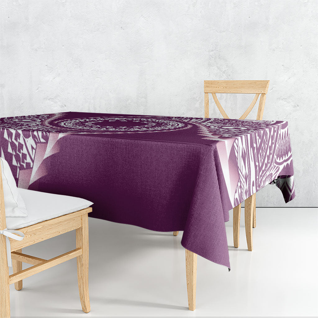 Cook Islands Gospel Day Tablecloth Maroon Tribal Curves