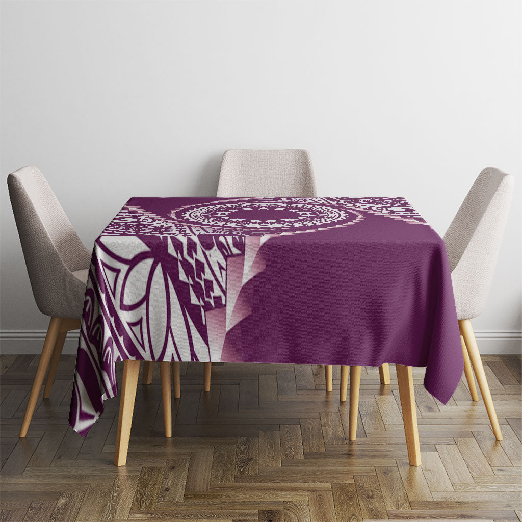 Cook Islands Gospel Day Tablecloth Maroon Tribal Curves