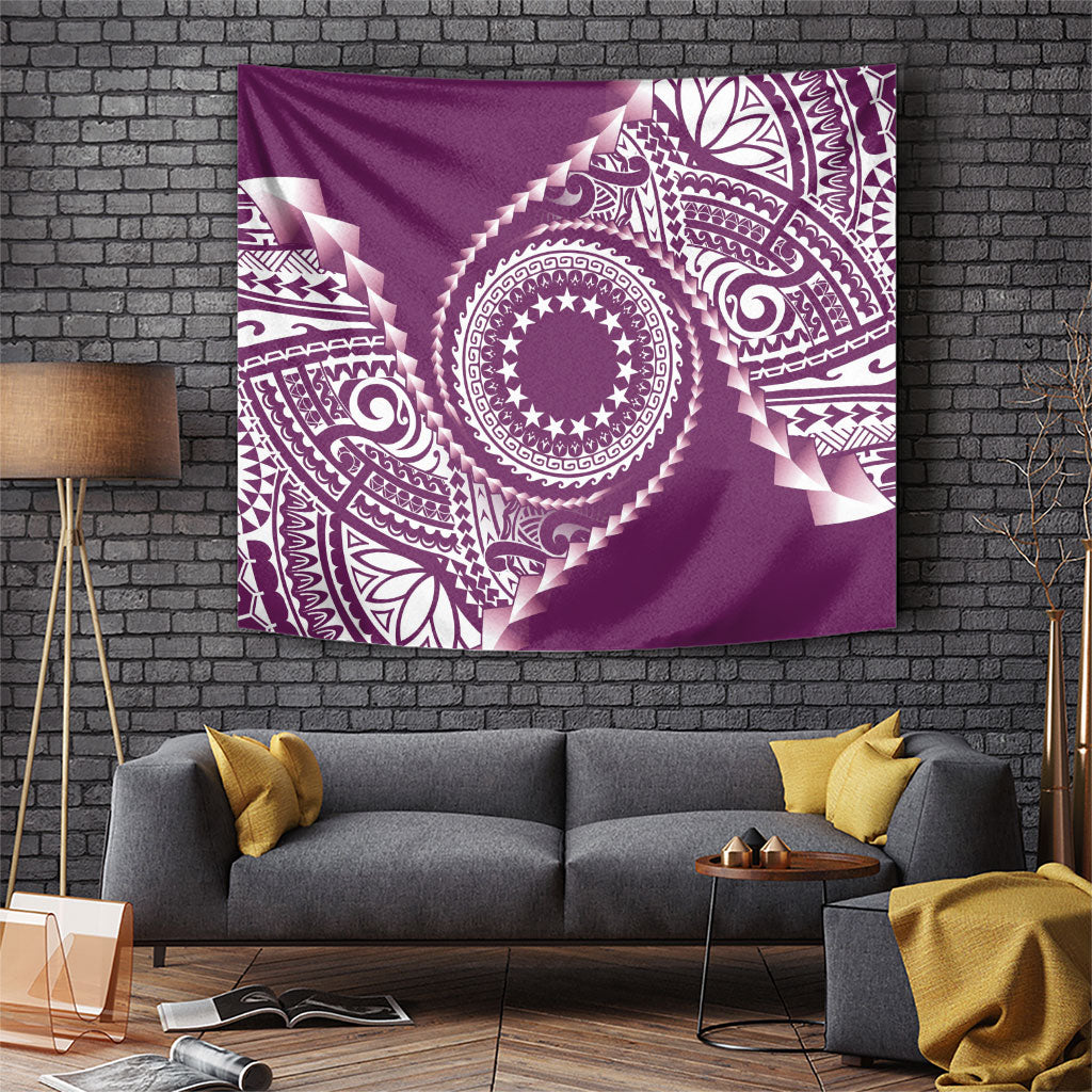 Cook Islands Gospel Day Tapestry Maroon Tribal Curves