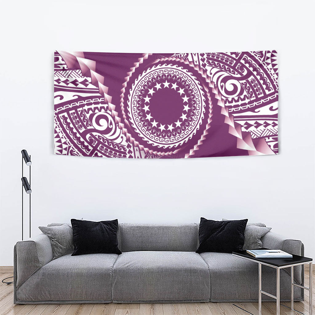 Cook Islands Gospel Day Tapestry Maroon Tribal Curves