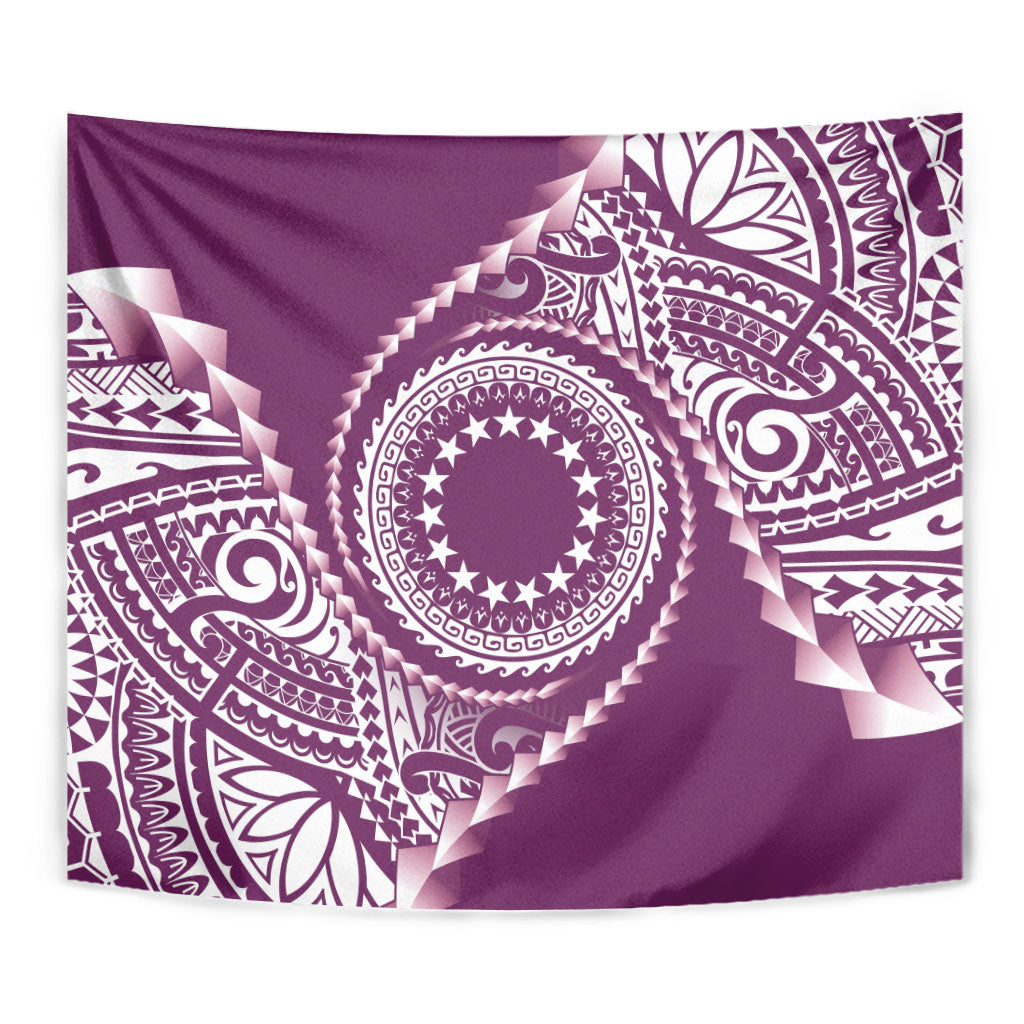 Cook Islands Gospel Day Tapestry Maroon Tribal Curves