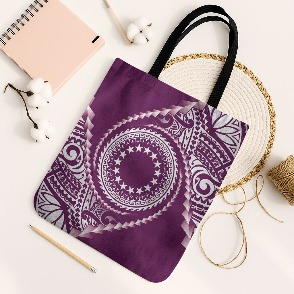 Cook Islands Gospel Day Tote Bag Maroon Tribal Curves