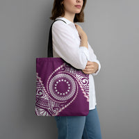Cook Islands Gospel Day Tote Bag Maroon Tribal Curves