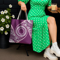 Cook Islands Gospel Day Tote Bag Maroon Tribal Curves