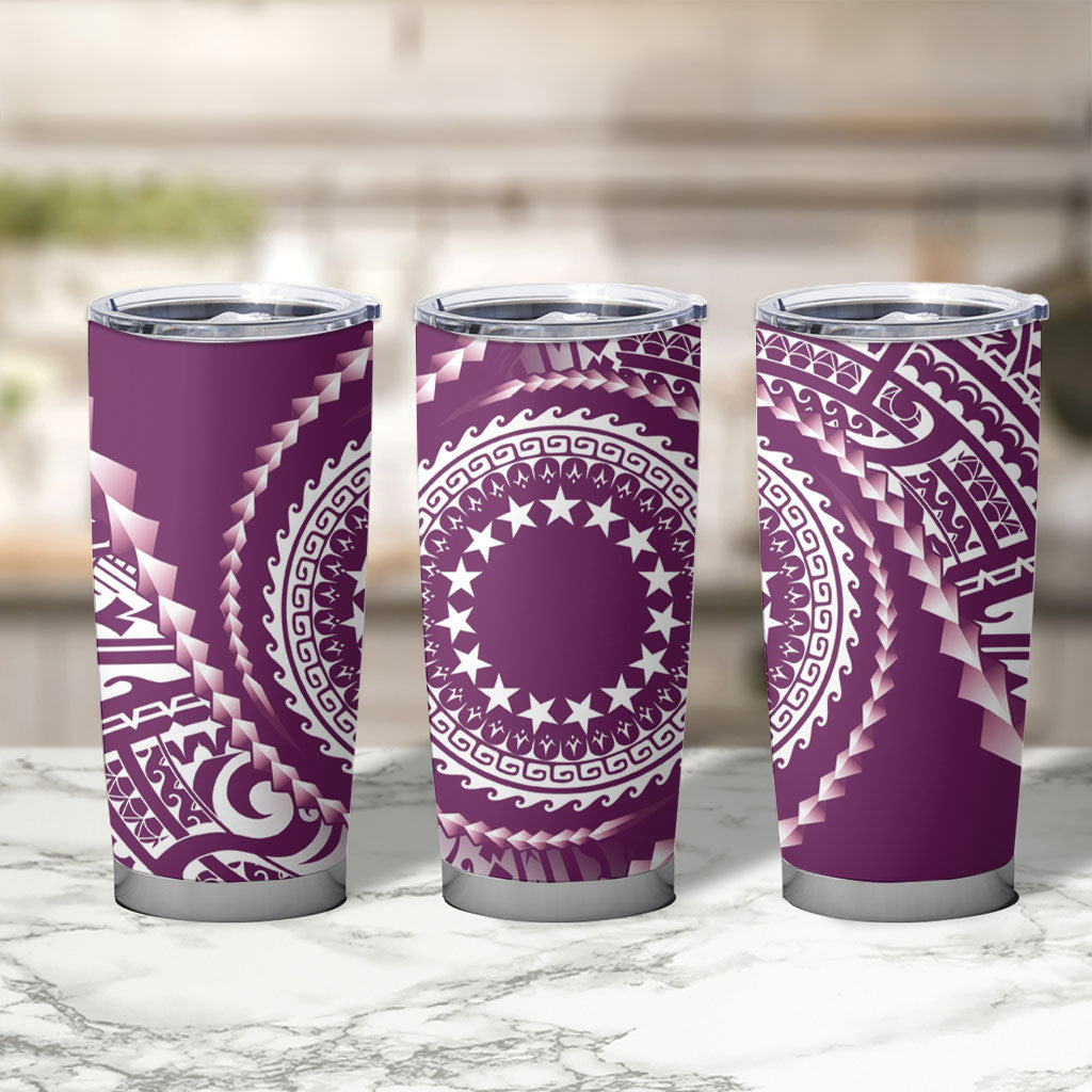 Cook Islands Gospel Day Tumbler Cup Maroon Tribal Curves