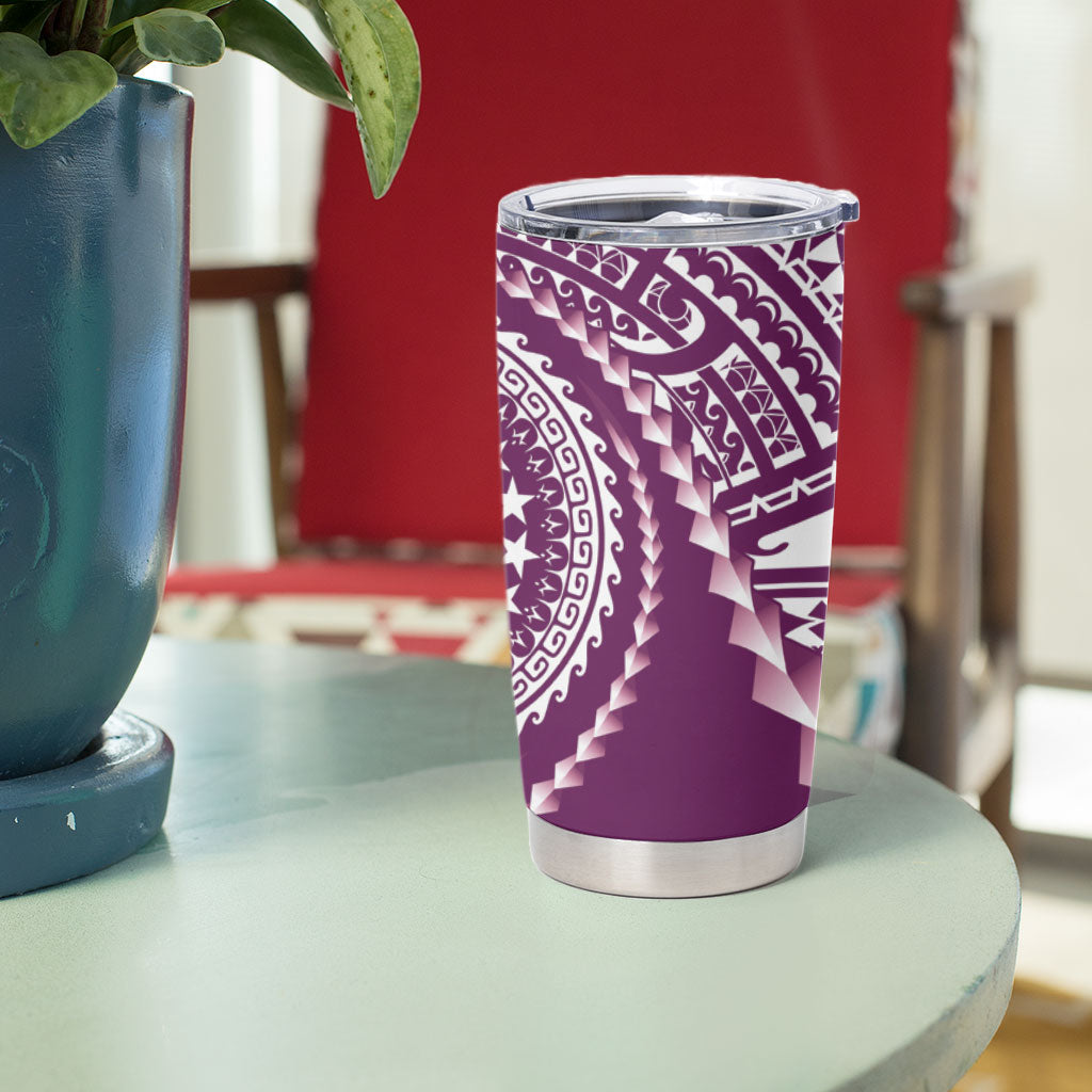 Cook Islands Gospel Day Tumbler Cup Maroon Tribal Curves