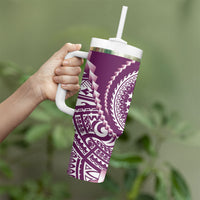 Cook Islands Gospel Day Tumbler With Handle Maroon Tribal Curves