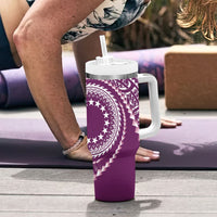 Cook Islands Gospel Day Tumbler With Handle Maroon Tribal Curves